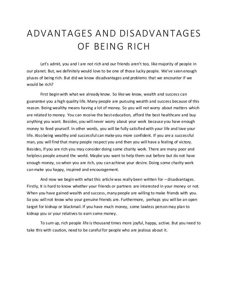 rich and poor advantages advantage and disadvantage of success